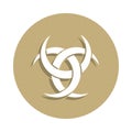 Paganism Odin horns sign icon in badge style. One of religion symbol collection icon can be used for UI, UX