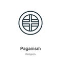 Paganism outline vector icon. Thin line black paganism icon, flat vector simple element illustration from editable religion