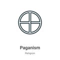 Paganism outline vector icon. Thin line black paganism icon, flat vector simple element illustration from editable religion