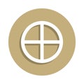 Paganism Sun Cross sign icon in badge style. One of religion symbol collection icon can be used for UI, UX