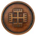 Paganism symbol on the copper metal coin