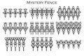 Assorted spooky cemetery fence silhouettes. Scary, haunted and spooky fence elements