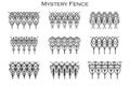 Assorted spooky cemetery fence silhouettes. Scary, haunted and spooky fence elements Royalty Free Stock Photo