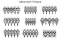 Assorted spooky cemetery fence silhouettes. Scary, haunted and spooky fence elements Royalty Free Stock Photo