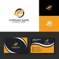 Letter E logo Modern Business card yellow