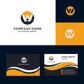 Letter w logo Modern travel Business card yellow