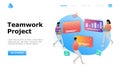 Teamwork Project Vector Illustration Concept , Suitable for web landing page, ui,  mobile app, editorial design, flyer, banner, an Royalty Free Stock Photo