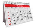 Page of the annual business monthly calendar isolated. Date - month July 2023. png transparent