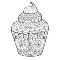 Cupcake for coloring book for adults