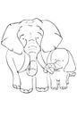 Page for coloring.Mother elephant and baby elephant Royalty Free Stock Photo