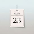 Page with the date March 23 printed in bold black text on a white Royalty Free Stock Photo