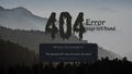 404-page error with the mountain in the background. Royalty Free Stock Photo