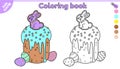 Page of kids coloring book with Easter cake Royalty Free Stock Photo
