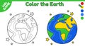 Page of kids coloring book with planet Earth Royalty Free Stock Photo