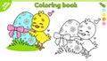 Page of kids Easter coloring book with cute chick