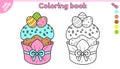 Page of kids Easter coloring book with kulich