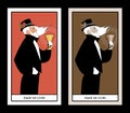 Page or knave of cups with top hat, roses and thorns, holding a golden cup. Minor arcana Tarot cards. Spanish playing cards Royalty Free Stock Photo