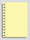 Page of lined blank yellow paper background for notice. Educational vector Royalty Free Stock Photo