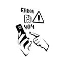 Page load error. Error Web site 404 on the screen of the smartphone. Royalty Free Stock Photo