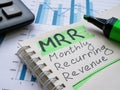 Page with marks about MRR Monthly Recurring Revenue.