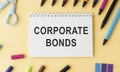 Page of newspaper with words government bonds. Royalty Free Stock Photo