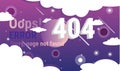 404 page not found concept, open space purple comets, moon and stars behind clouds