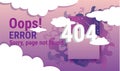 404 page not found concept, open space purple comets, moon and stars behind clouds