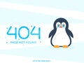 404 page not found with crying pinguin, vector