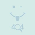 404 Page not Found Design Template. Winking Smiling Face, Magnifier. 404 Error Page Concept. Vector Illustration