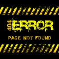 Page not found - error - grunge style yellow caution tapes illustration