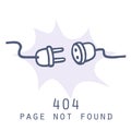 404 Page Not Found Error. Internet Connection Page Template. Doodle Vector Illustration