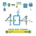 Page not found error 404 vector concept with robots and machinery