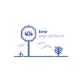 Page not found, 404 error, web page banner, search result concept