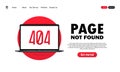 Page not found illustration. 404 error sign on laptop screen. Vector on isolated white background. EPS 10 Royalty Free Stock Photo