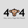 404 Page Not Found with Monkey Face Screaming Illustration Vector Template