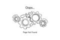 Page not found template for website. Non-working gears. Broken mechanism with a wrench vector illustration. Jammed mechanism