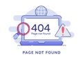 Page not found warning 404 number on display laptop screen white isolated background with flat outline style Royalty Free Stock Photo