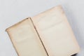 Page of open old shabby yellowed book with blank sheets of vintage paper Royalty Free Stock Photo