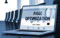 Page Optimization Concept on Laptop Screen. 3D. Royalty Free Stock Photo