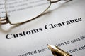 Page of paper with words Customs Clearance. Royalty Free Stock Photo