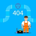 Page 404 with plumber. Web oops error or not found page