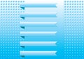 Page with set of folded labels on bubble water and air theme. Blue bubble background with halftone pattern with blank bookmarks in