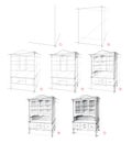 Page shows how to learn to draw from life a sketch of an old cupboard in perspective. Pencil drawing lessons. Educational tutorial