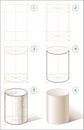 Page shows how to learn step by step to draw cylinder.