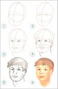 Page shows how to learn step by step to draw a head.