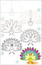 Page shows how to learn step by step to draw a peacock. Royalty Free Stock Photo
