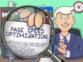 Page Speed Optimization through Magnifying Glass. Doodle Style.