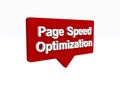 page speed optimization speech ballon on white