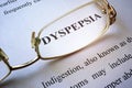 Page with title dyspepsia. Royalty Free Stock Photo
