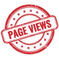 PAGE VIEWS text on red grungy round rubber stamp